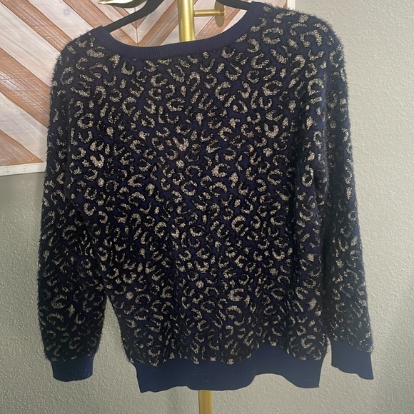 Zara knit animal print navy & gold sweater size Medium - Picture 8 of 8